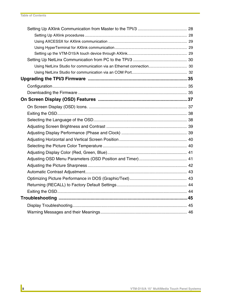 AMX VTM-D15/A User Manual | Page 4 / 52