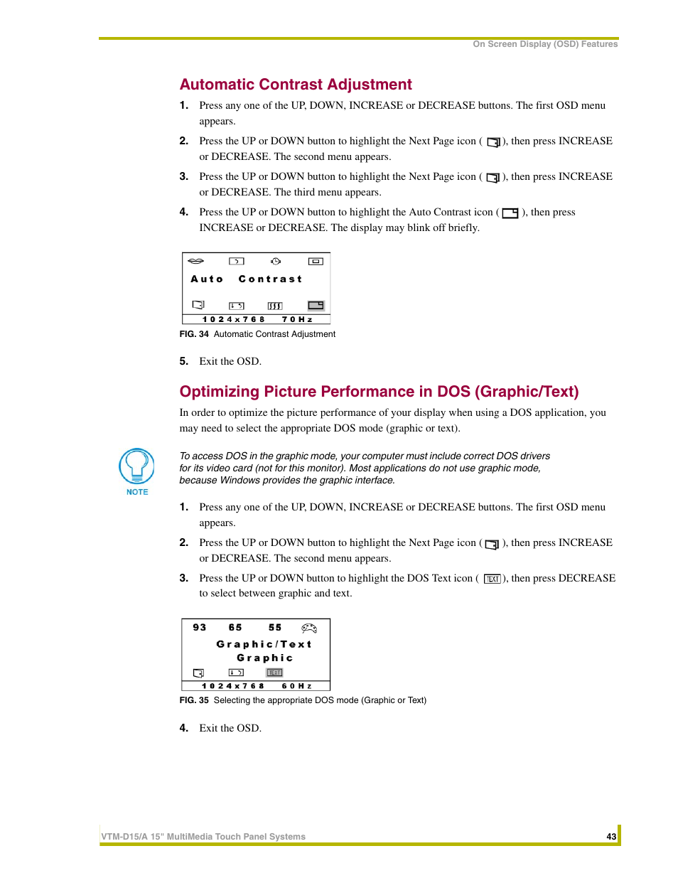 Automatic contrast adjustment | AMX VTM-D15/A User Manual | Page 47 / 52