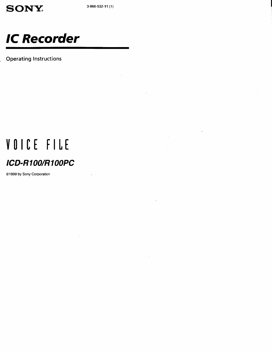 Sony ICD-R100VTP User Manual | 50 pages