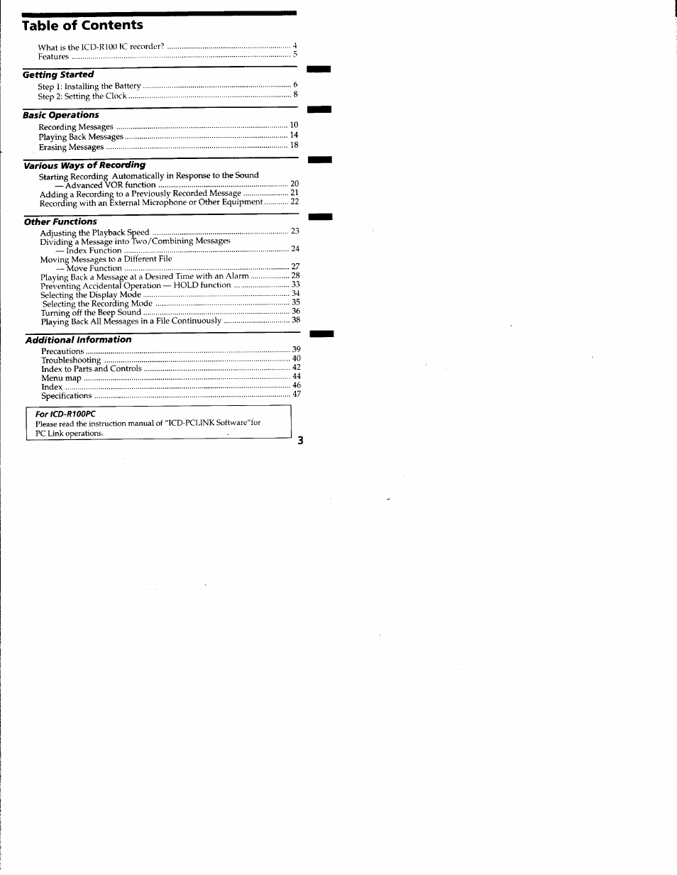 Sony ICD-R100VTP User Manual | Page 4 / 50
