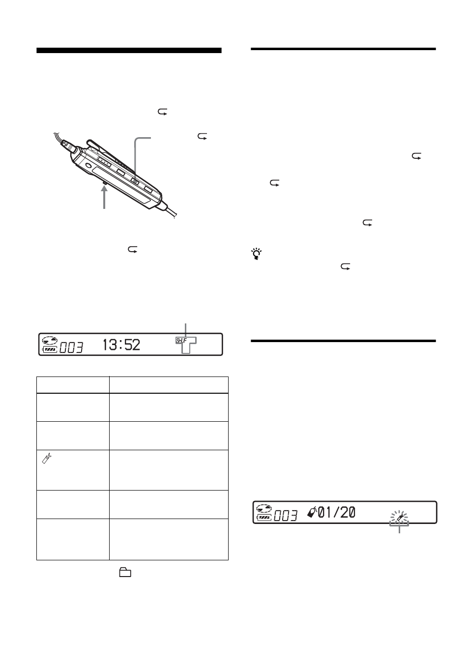 Selecting the play mode, Playing a track repeatedly (repeat play), Listening to selected tracks only (bookmark play) | 36 selecting the play mode | Sony MZ-NF810 User Manual | Page 36 / 128