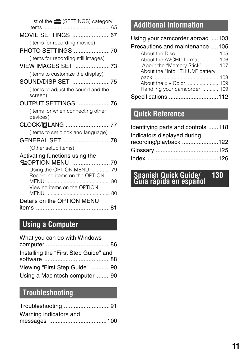 Sony HDR-UX5 User Manual | Page 11 / 143