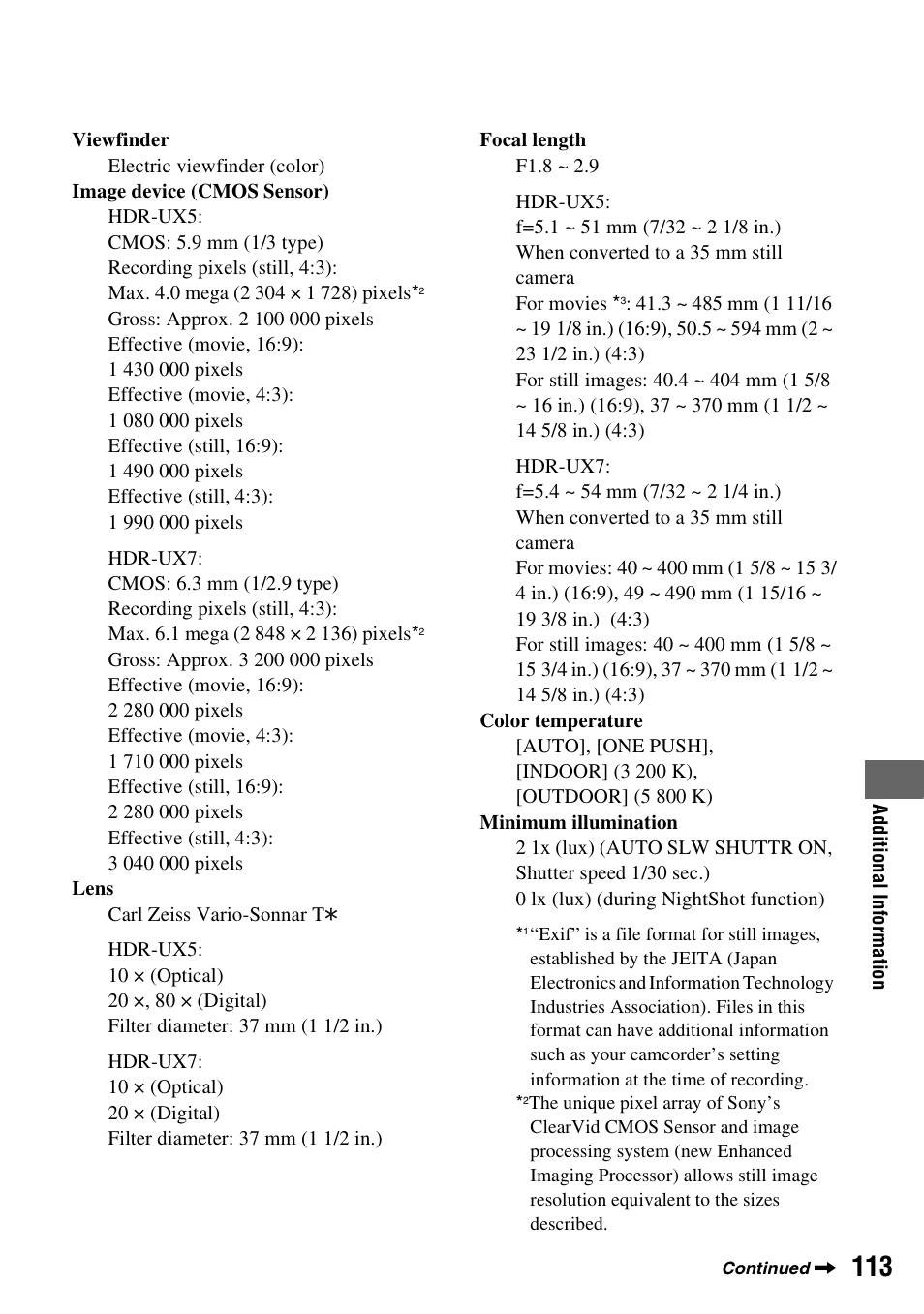 Sony HDR-UX5 User Manual | Page 113 / 143