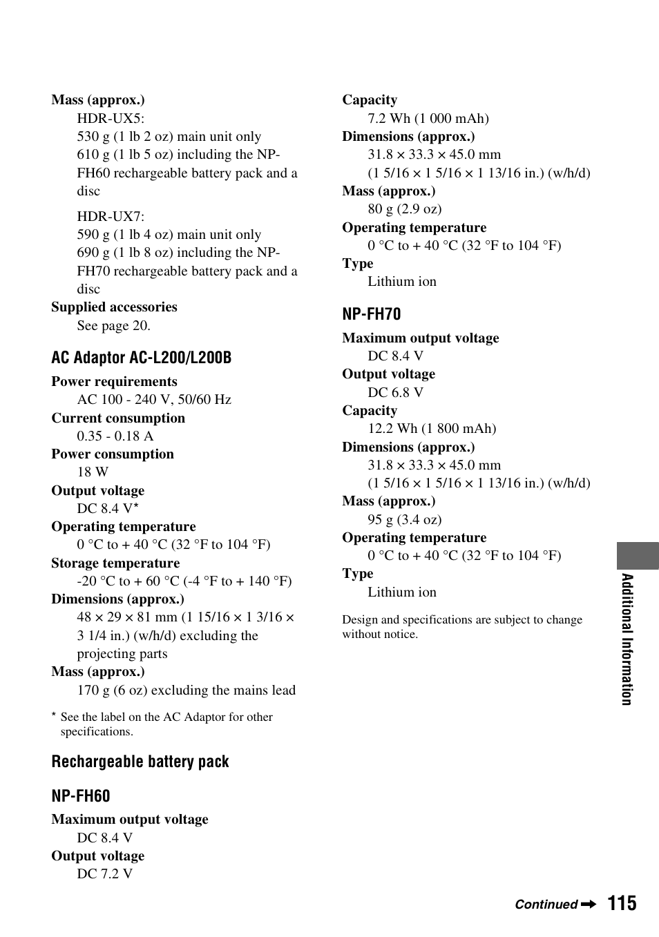 Sony HDR-UX5 User Manual | Page 115 / 143
