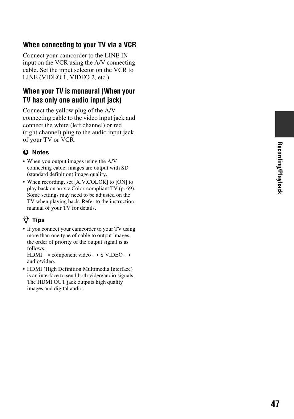 Sony HDR-UX5 User Manual | Page 47 / 143