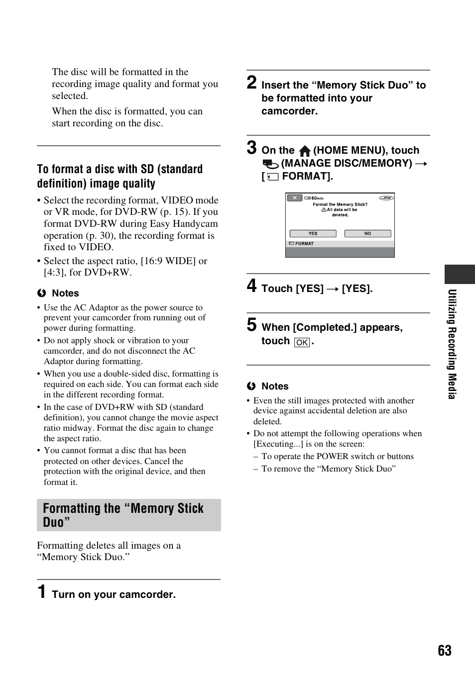 P. 63), N (p. 63) | Sony HDR-UX5 User Manual | Page 63 / 143