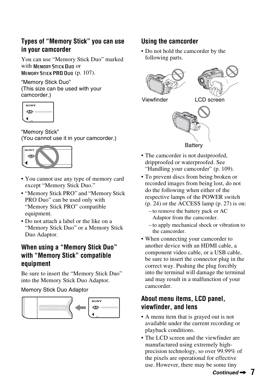 Sony HDR-UX5 User Manual | Page 7 / 143