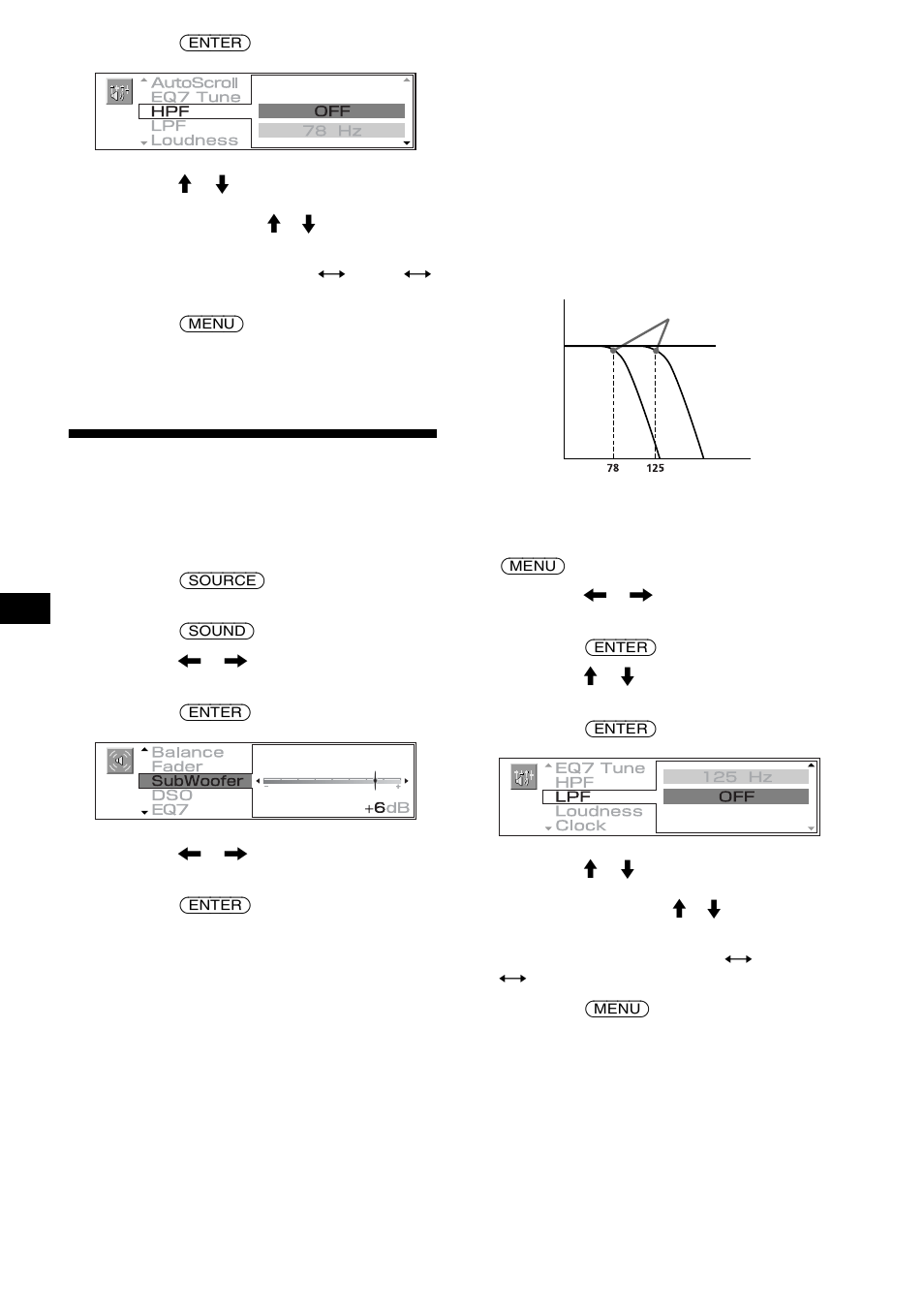 Ajuste del volumen de los altavoces, Potenciadores de graves | Sony CDX-M3DI User Manual | Page 102 / 112