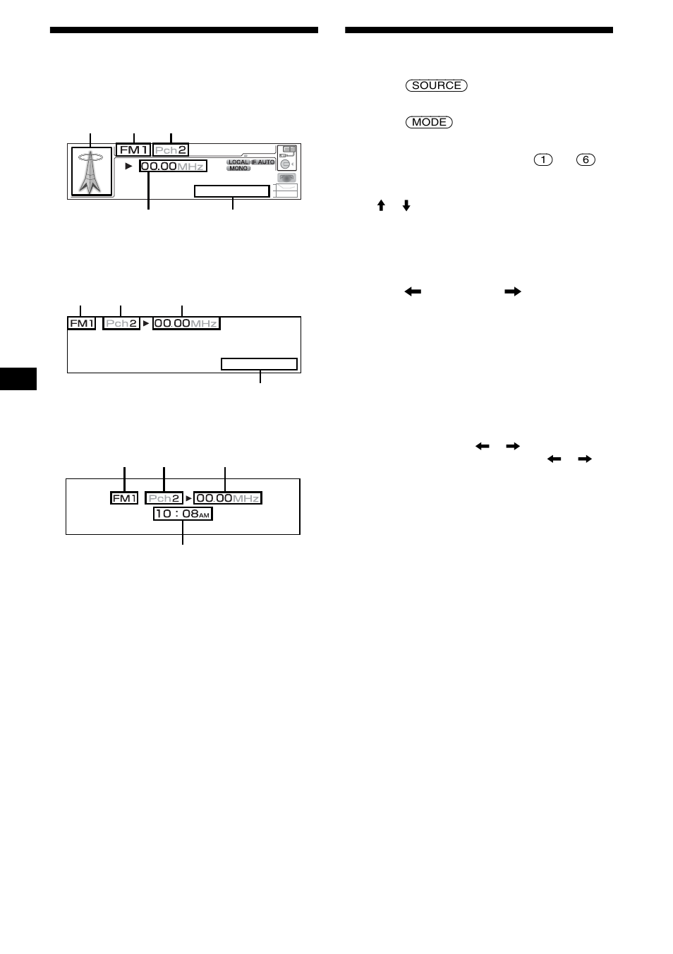 Display items, Receiving the stored stations, Display items receiving the stored stations | 16 display items | Sony CDX-M3DI User Manual | Page 16 / 112