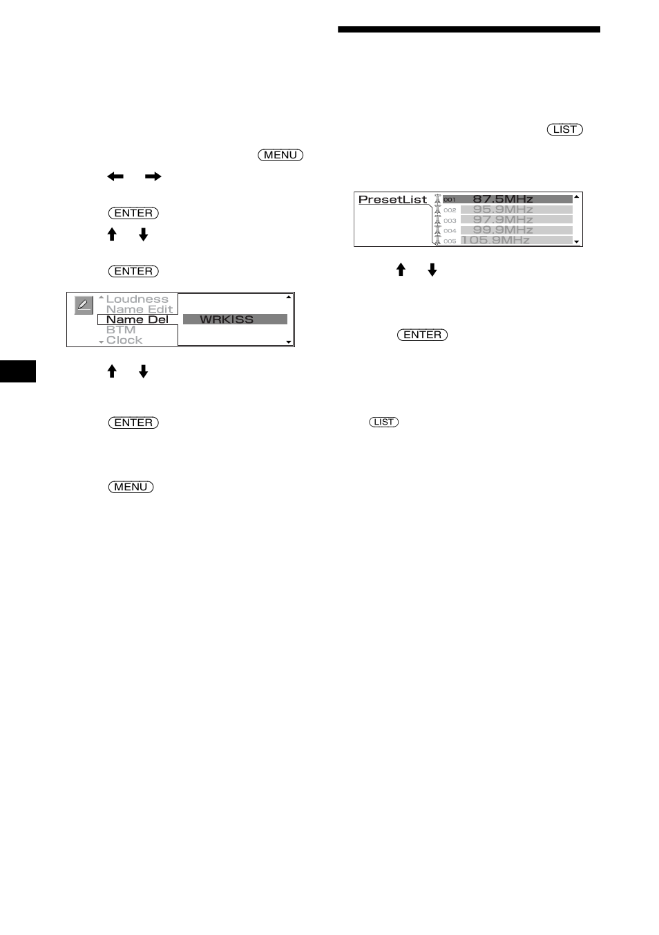 Tuning in a station through a list, List-up | Sony CDX-M3DI User Manual | Page 18 / 112