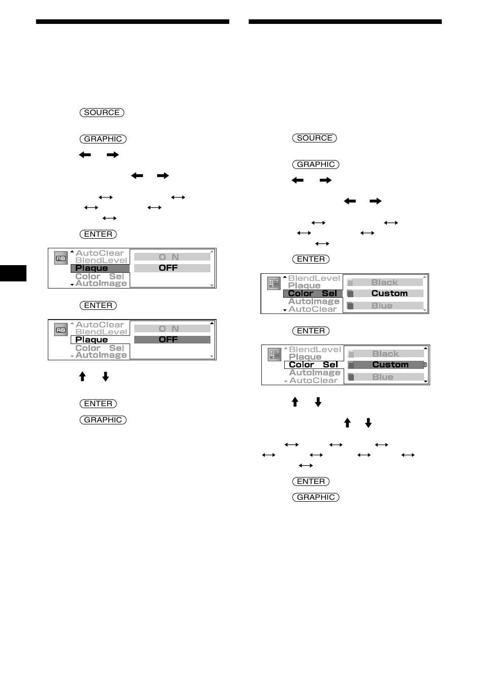 Setting a plaque, Plaque, Setting the character color | Color sel, 22 setting a plaque | Sony CDX-M3DI User Manual | Page 22 / 112