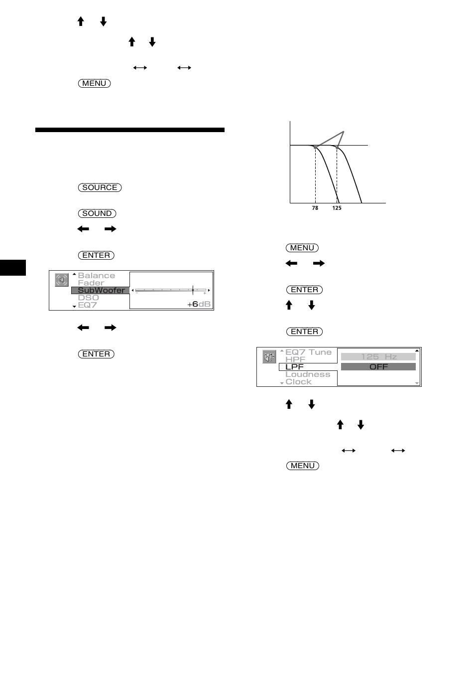 Adjusting the volume of the subwoofer(s), Adjusting the volume of, The subwoofer(s) | Sony CDX-M3DI User Manual | Page 28 / 112