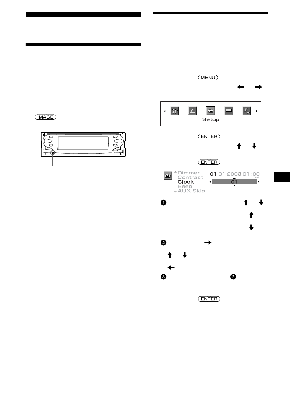 Préparation, Réinitialisation de l’appareil, Réglage de l’horloge et du calendrier | Sony CDX-M3DI User Manual | Page 45 / 112