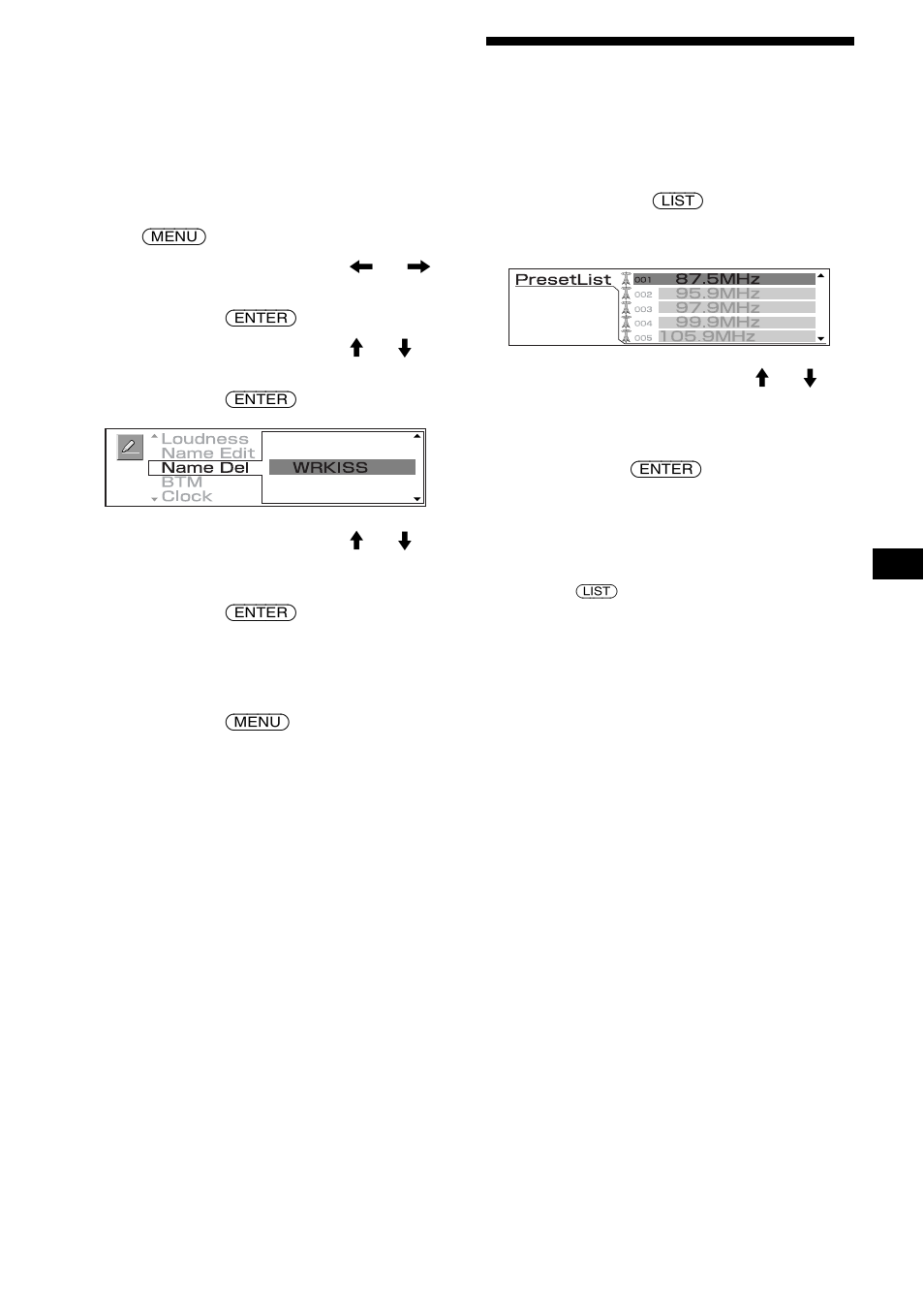 Réglage d’une station à partir d’une liste, Affichage automatique des titres | Sony CDX-M3DI User Manual | Page 55 / 112