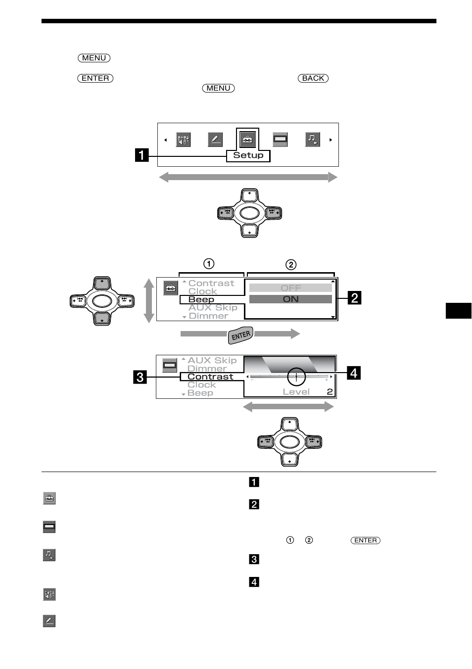 Visualización del menú superior general, 9visualización del menú superior general | Sony CDX-M3DI User Manual | Page 81 / 112