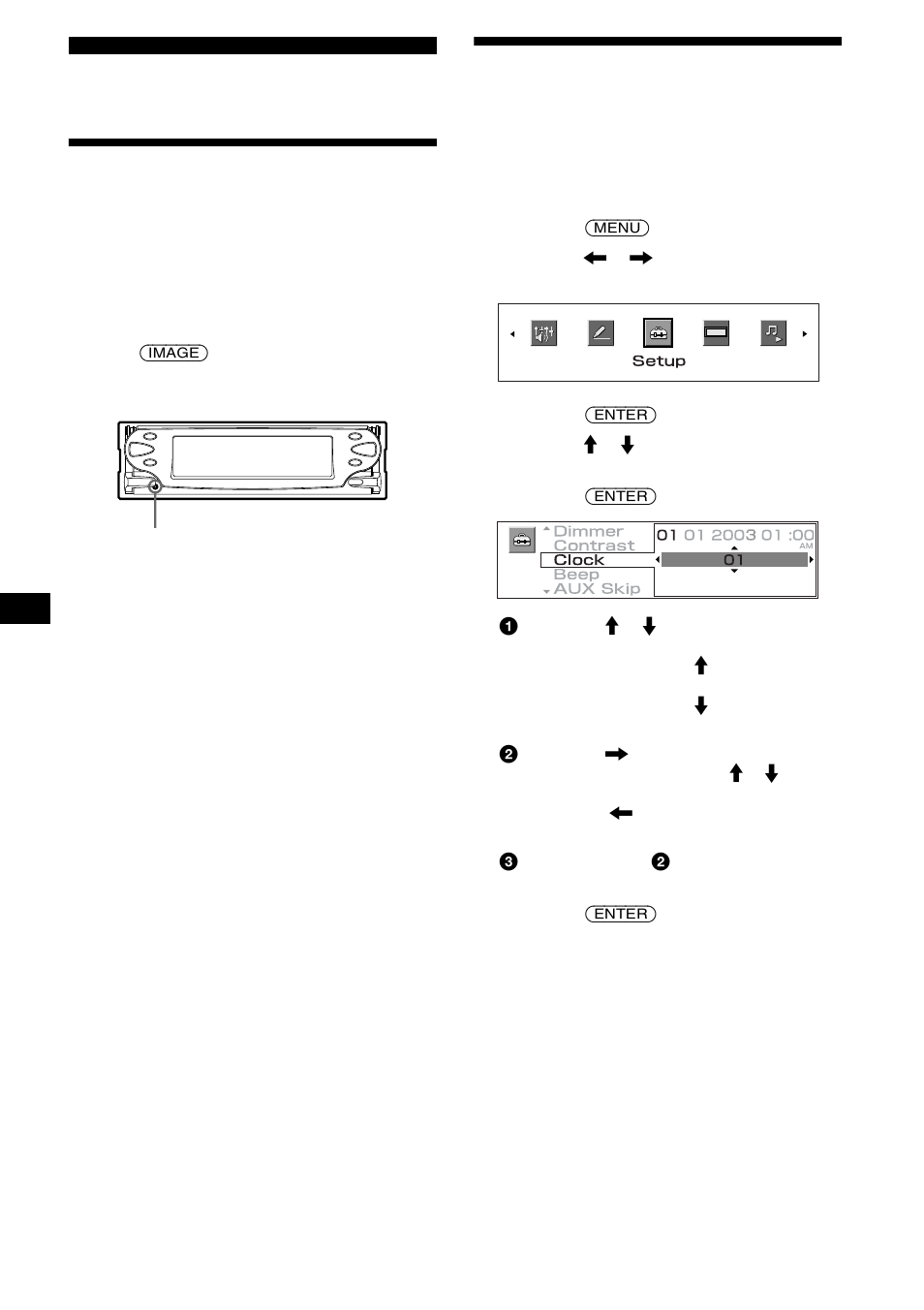 Procedimientos iniciales, Restauración de la unidad, Ajuste del reloj y del calendario | Sony CDX-M3DI User Manual | Page 82 / 112