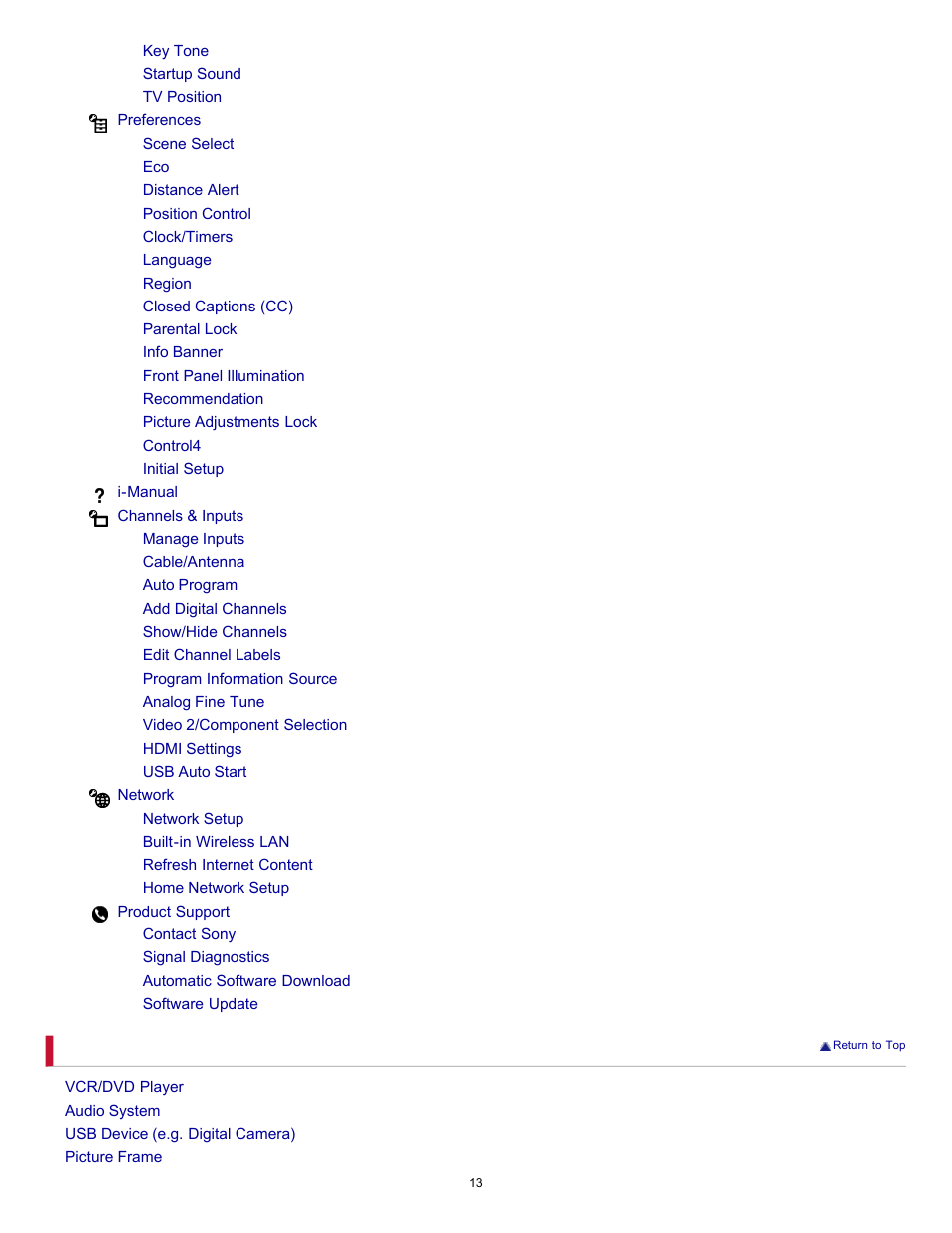 Sony XBR-46HX929 User Manual | Page 13 / 190