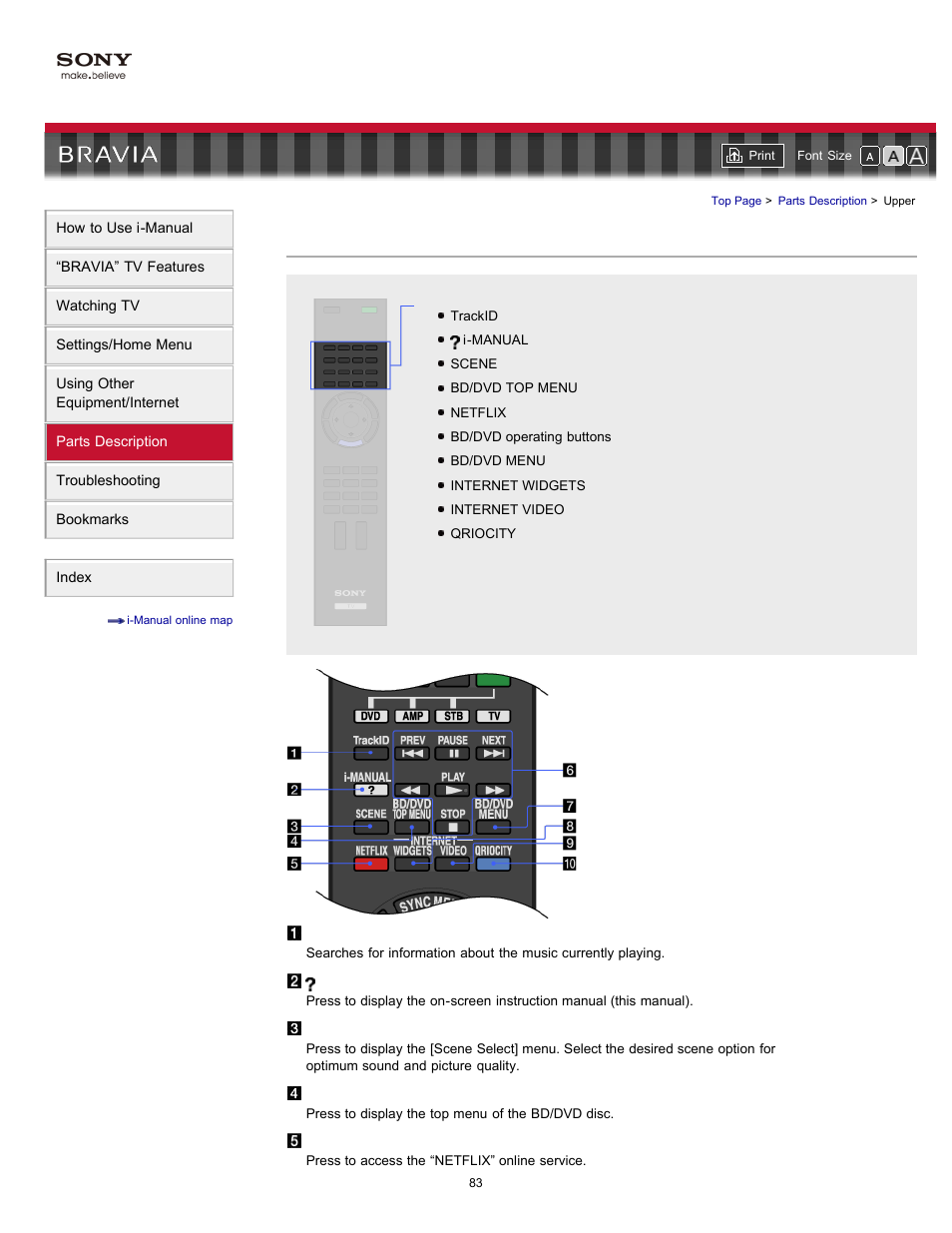 Upper | Sony XBR-46HX929 User Manual | Page 83 / 190