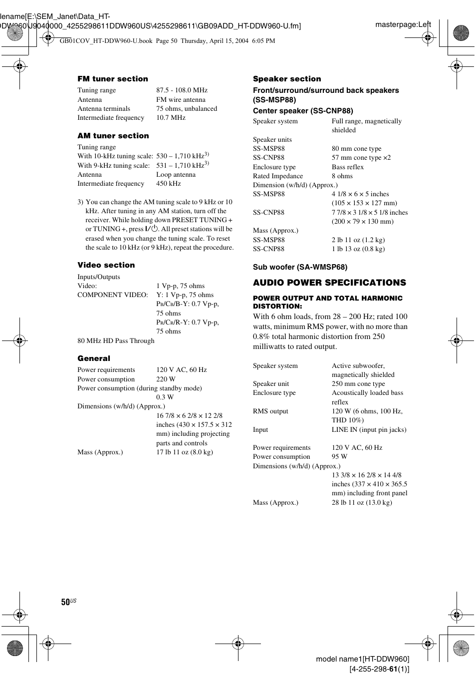 Sony HT-DDW960 User Manual | Page 50 / 56