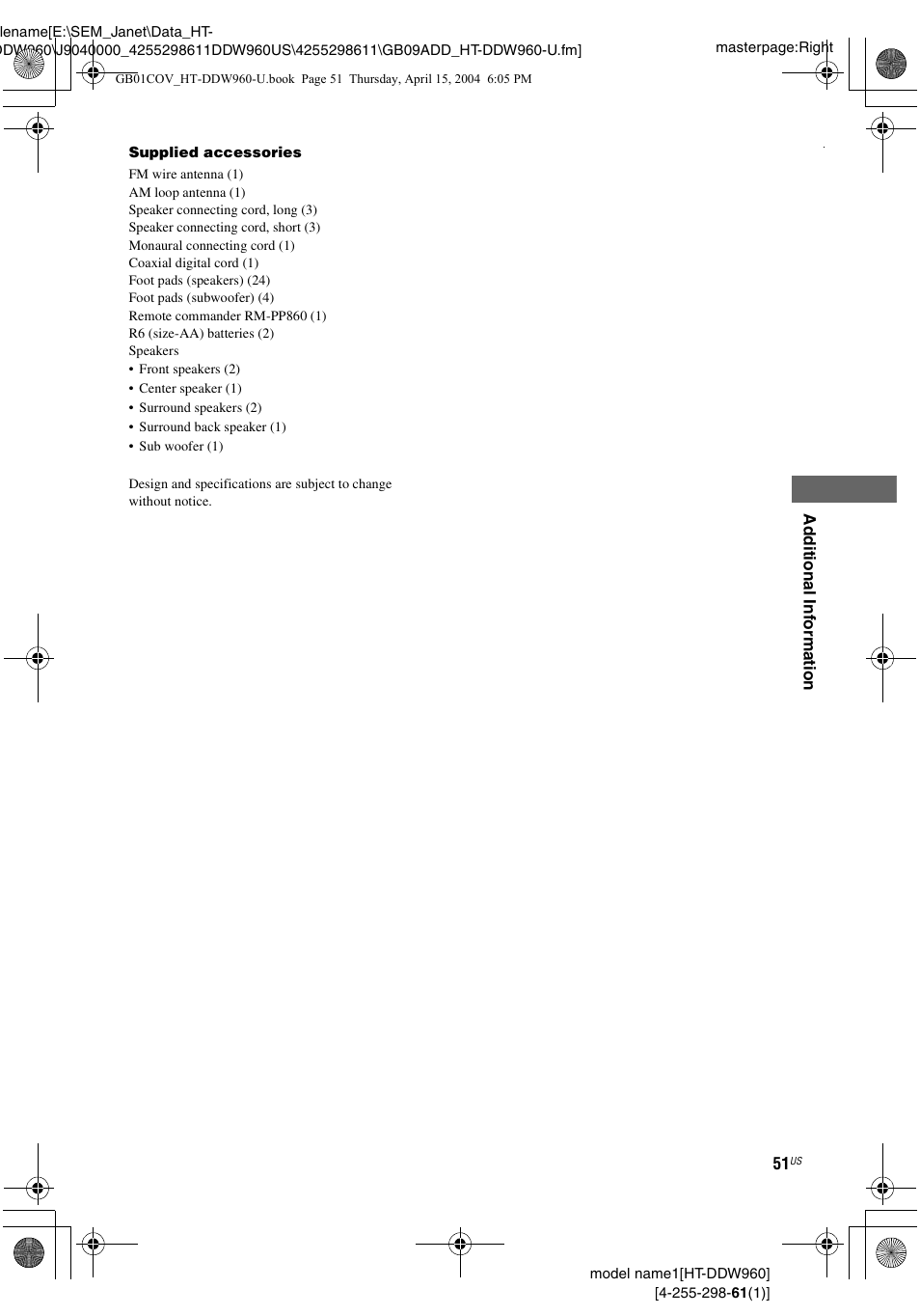 Sony HT-DDW960 User Manual | Page 51 / 56