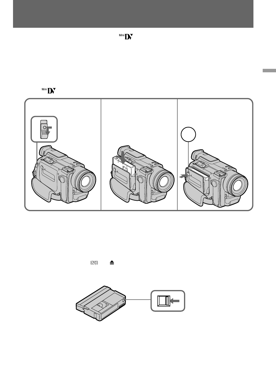 Inserting a cassette | Sony DCR-TRV900 User Manual | Page 11 / 148