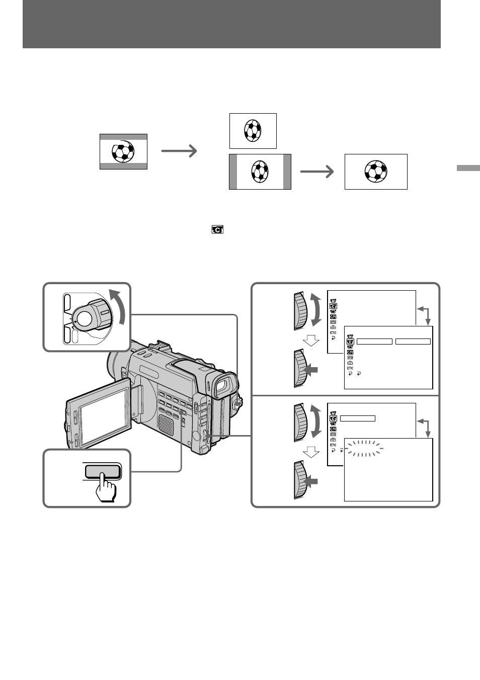 Using the wide mode function, A] [b] [c, Select off in step 5, then press the control dial | Sony DCR-TRV900 User Manual | Page 39 / 148