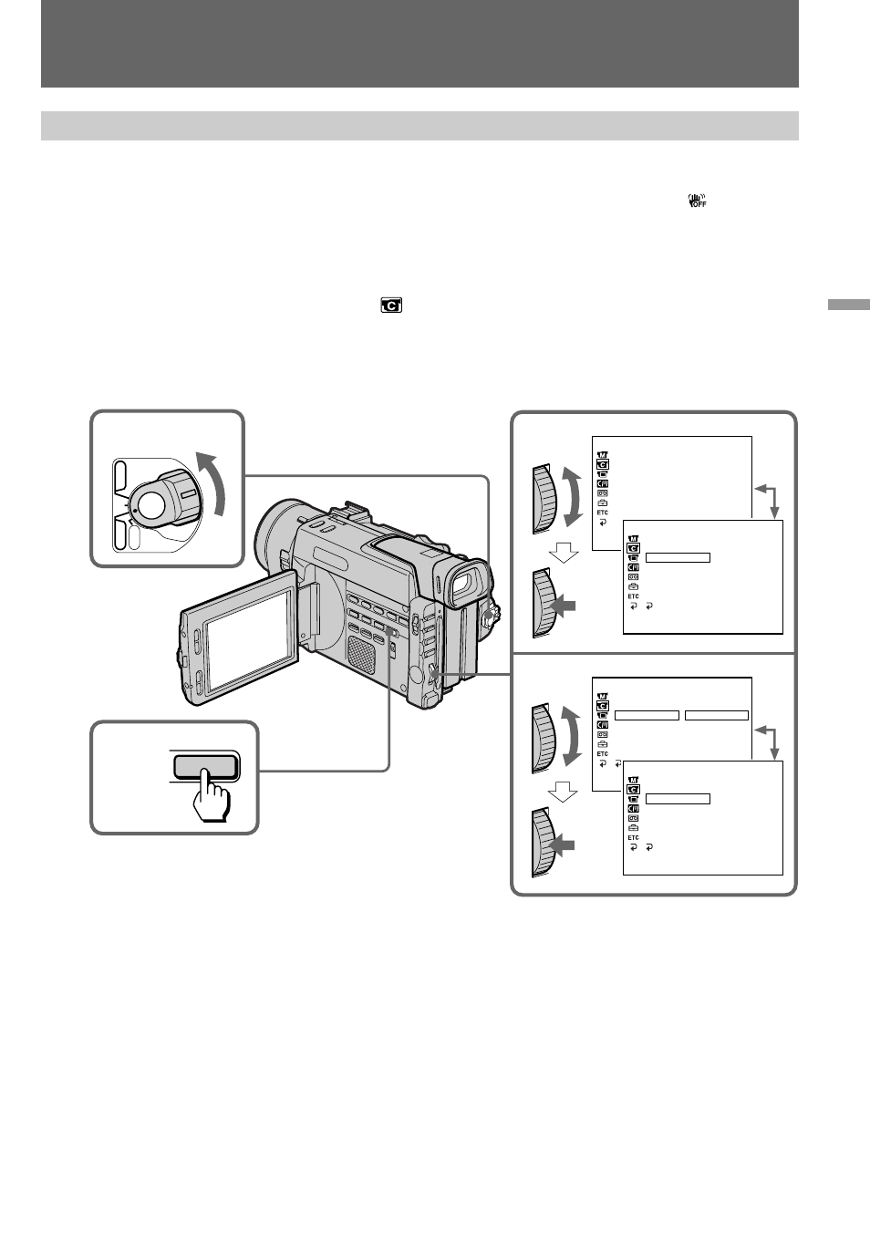 Releasing the steady shot function, Shooting with manual adjustment | Sony DCR-TRV900 User Manual | Page 51 / 148