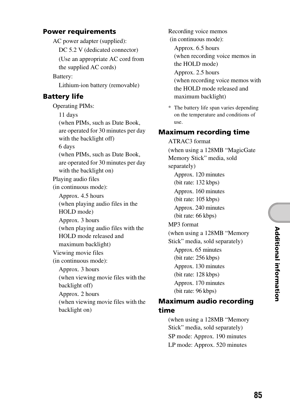 Sony PEG-TG50 User Manual | Page 85 / 104