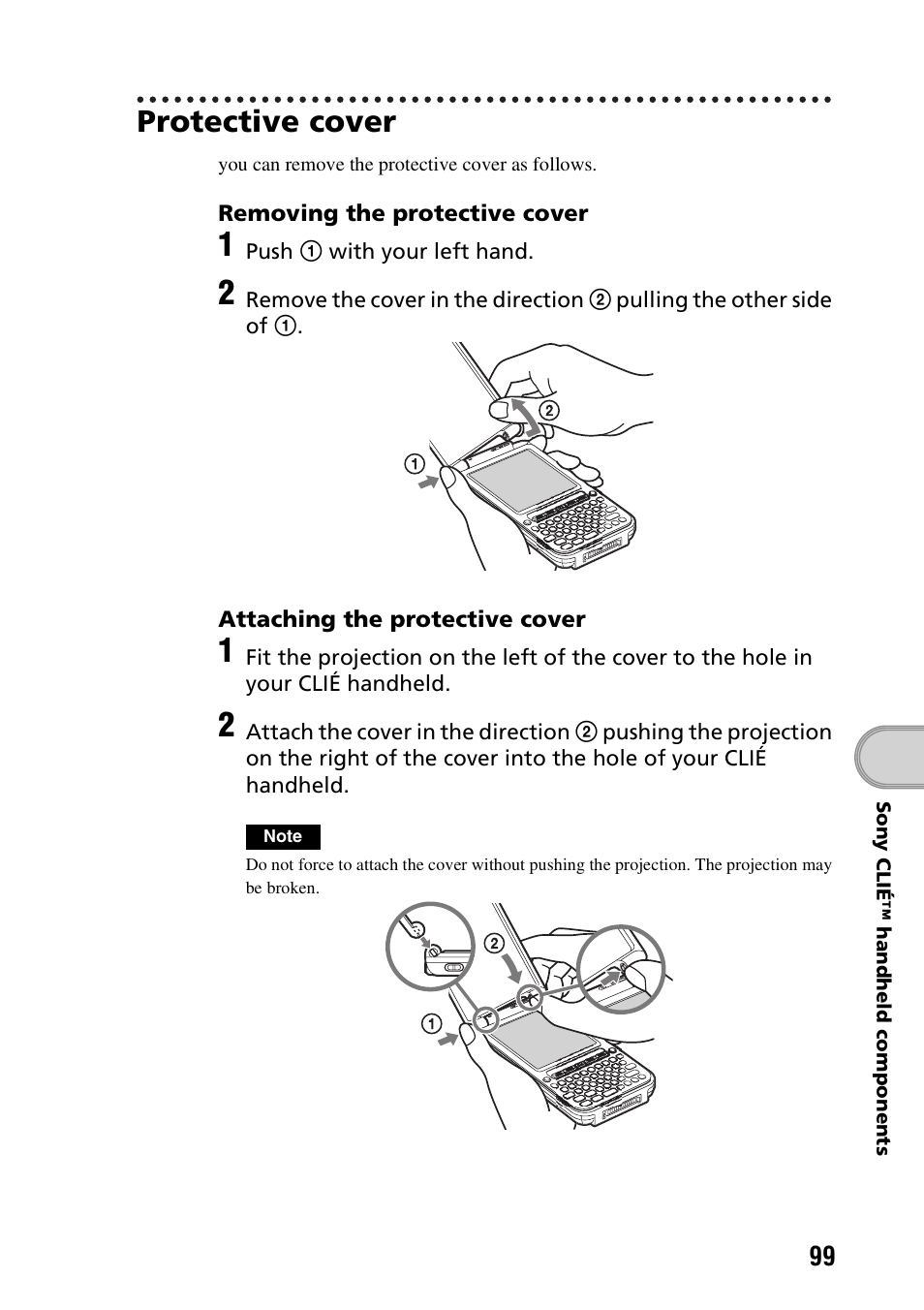 Protective cover | Sony PEG-TG50 User Manual | Page 99 / 104