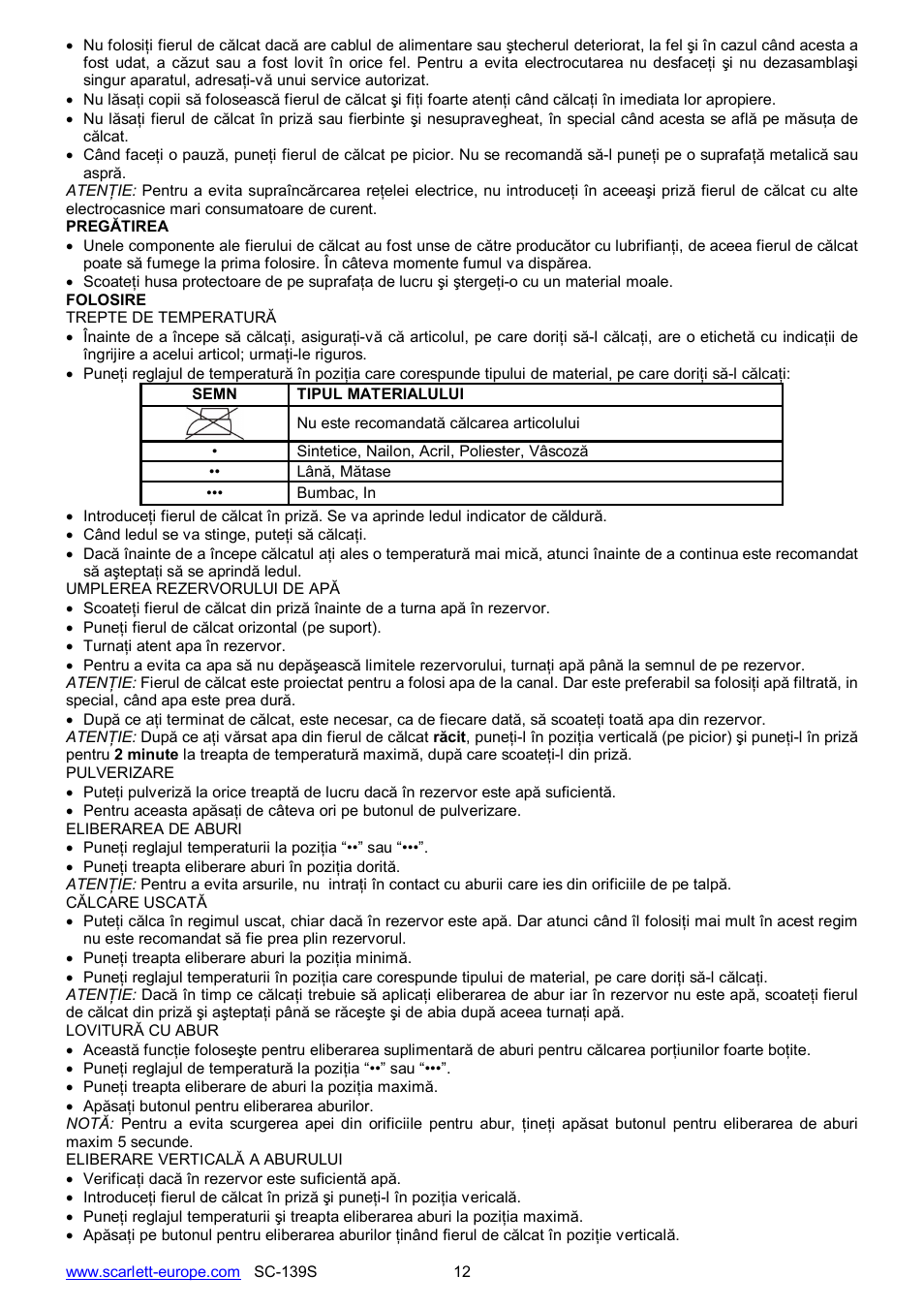 Scarlett SC-139S User Manual | Page 12 / 25