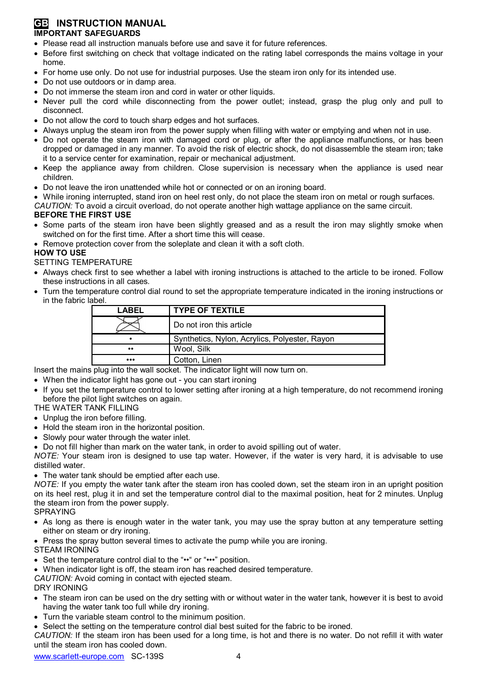 Scarlett SC-139S User Manual | Page 4 / 25