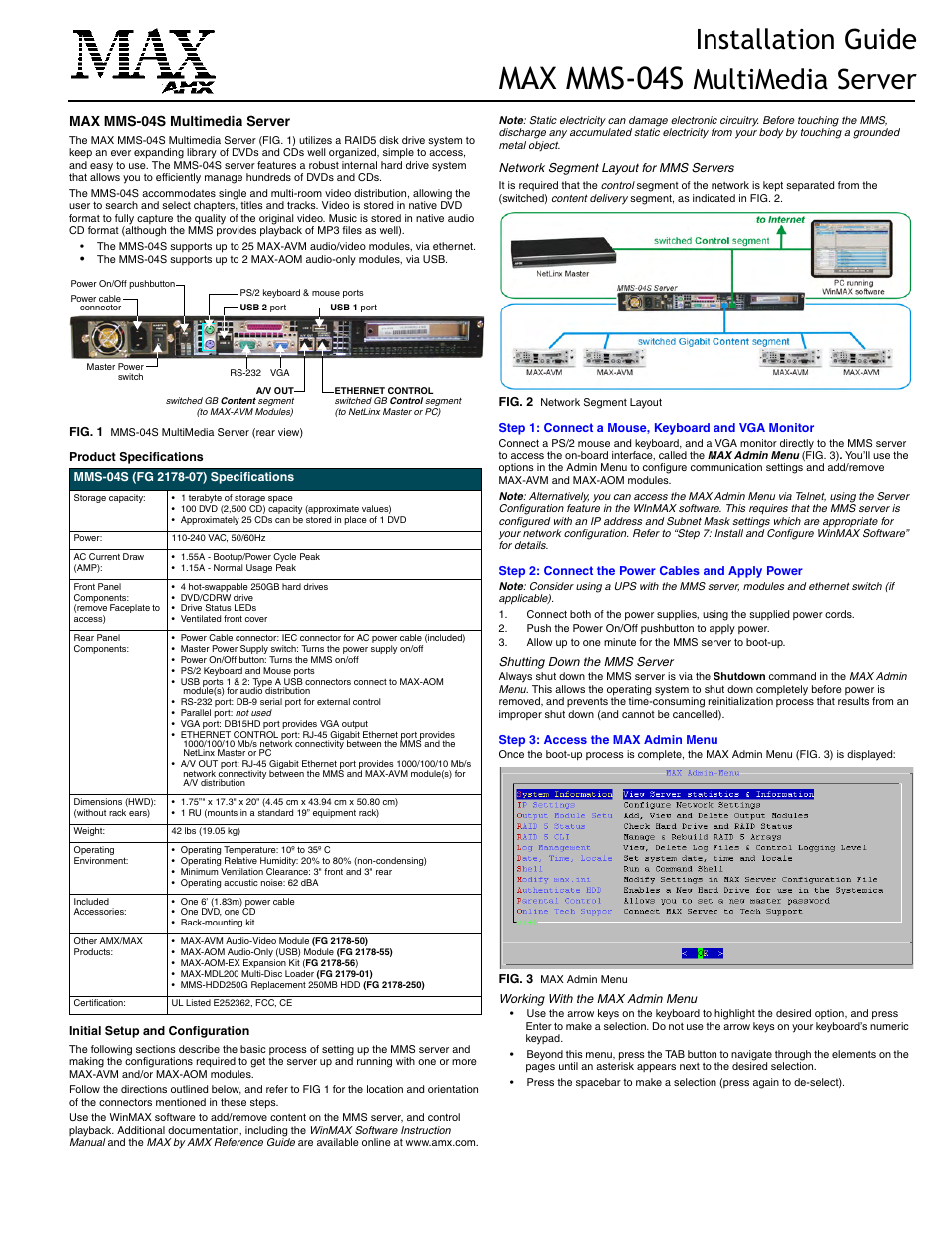 AMX MAX MMS-04S User Manual | 2 pages