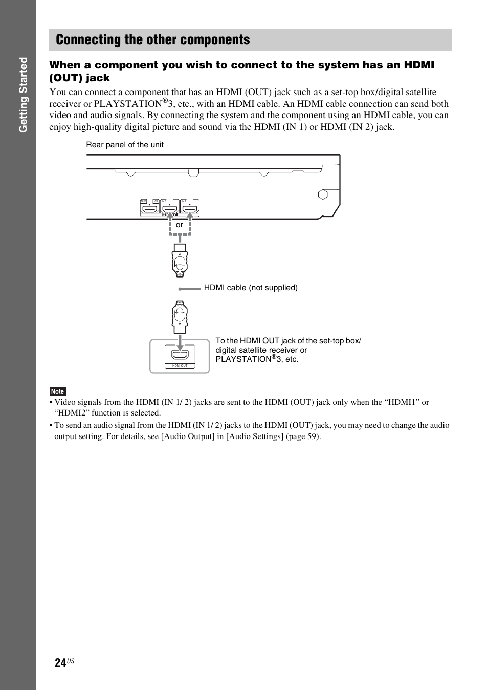 Connecting the other components, E 24) | Sony BDV-E580 User Manual | Page 24 / 80