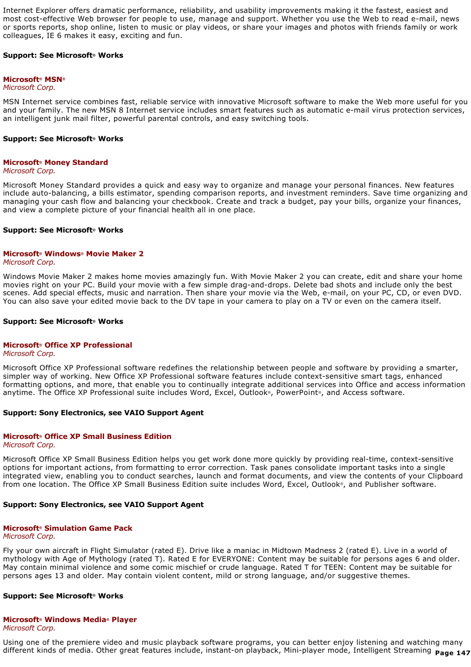 Sony PCG-V505DH User Manual | Page 147 / 152