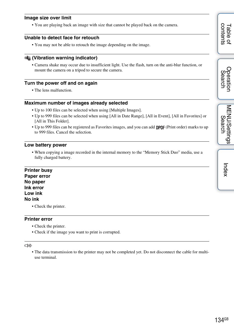 Sony DSC-W290 User Manual | Page 134 / 145