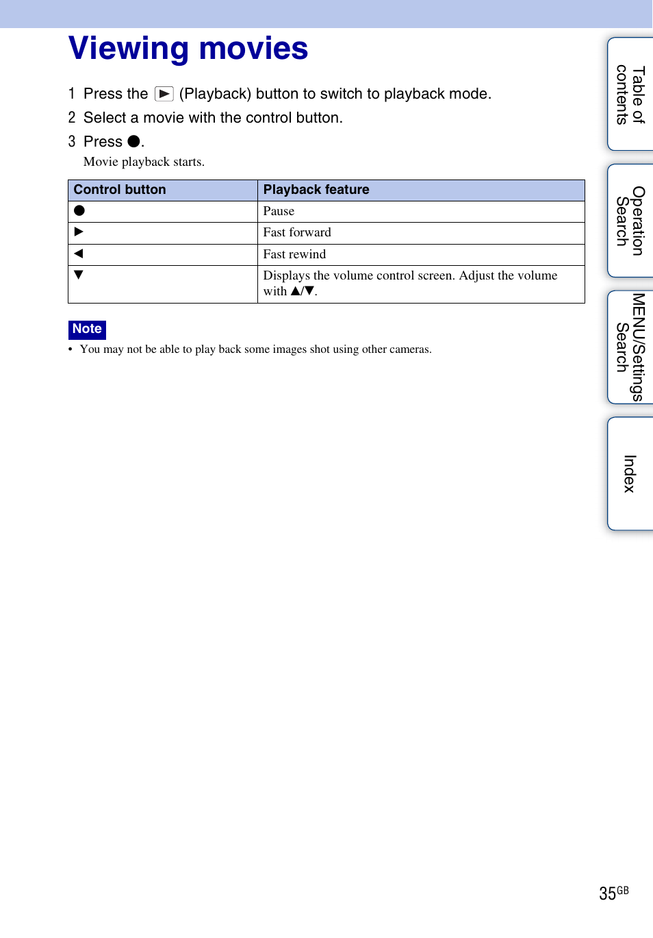 Viewing movies | Sony DSC-W290 User Manual | Page 35 / 145