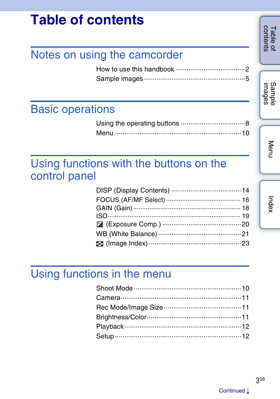 Sony NEX-VG10 User Manual | Page 3 / 95