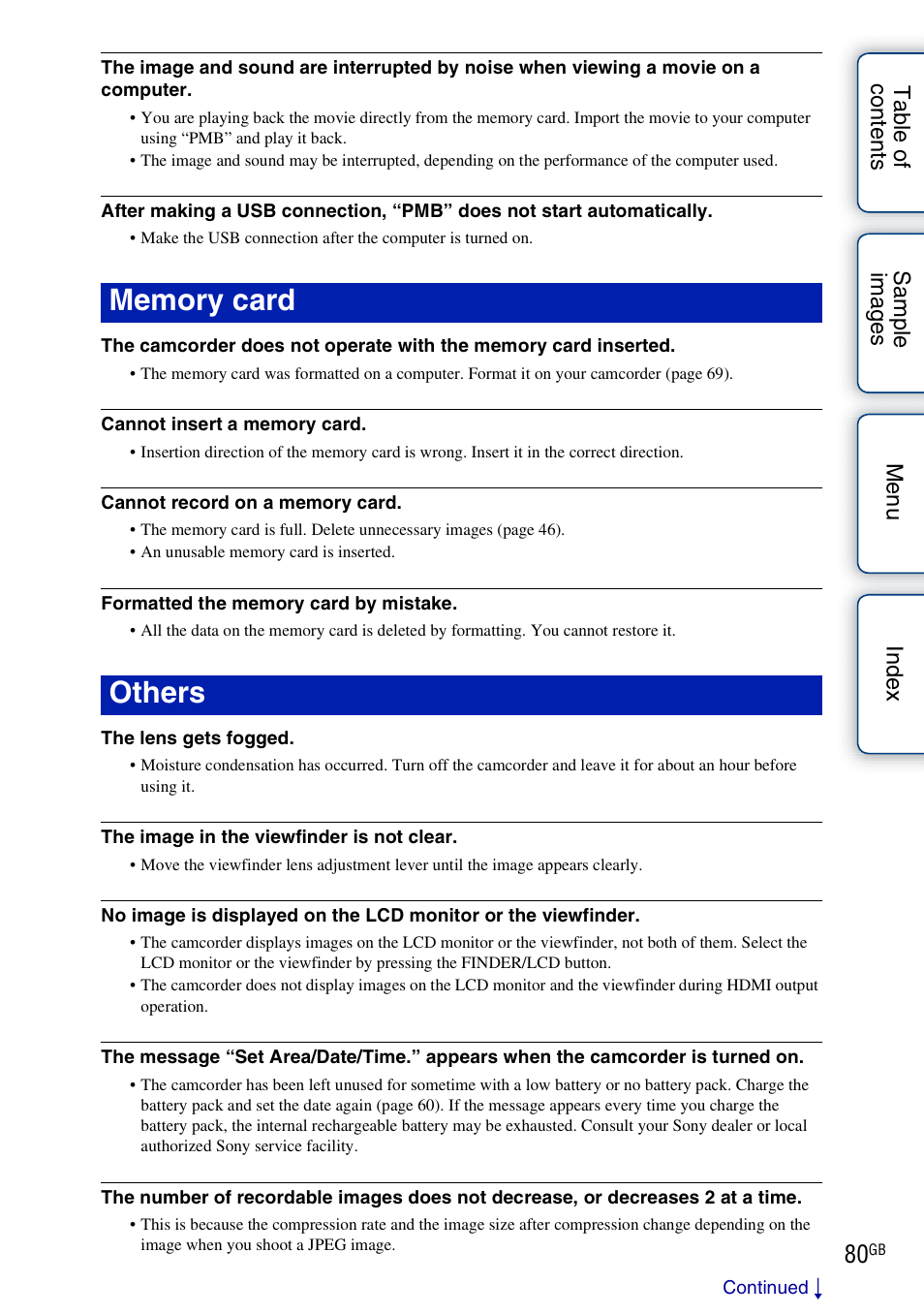 Sony NEX-VG10 User Manual | Page 80 / 95