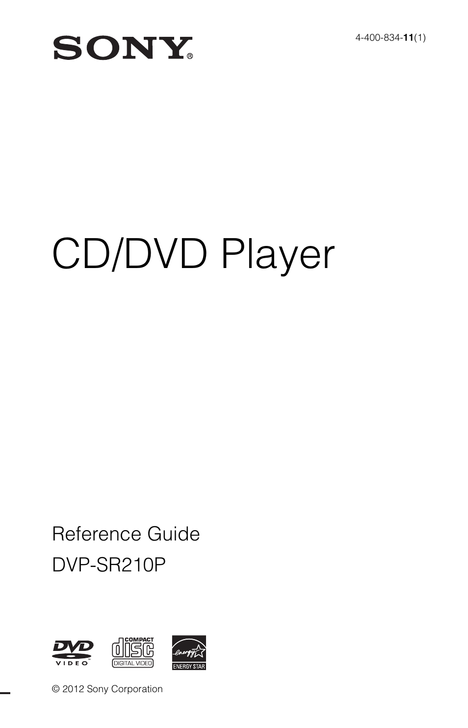 Sony DVP-SR210P User Manual | 12 pages