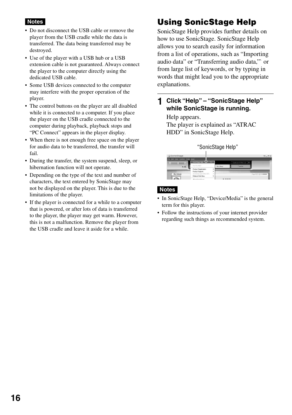 Using sonicstage help | Sony NW-HD1 User Manual | Page 16 / 46