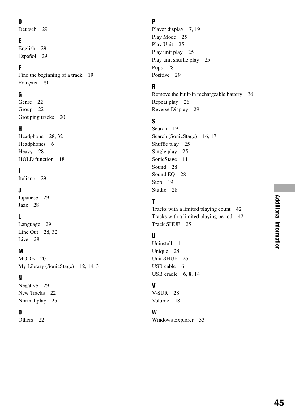 Sony NW-HD1 User Manual | Page 45 / 46