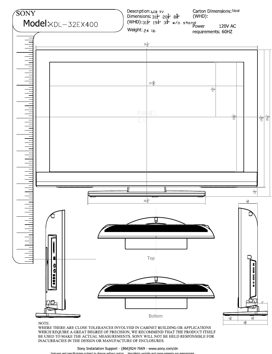Sony KDL-32EX400 User Manual | 2 pages