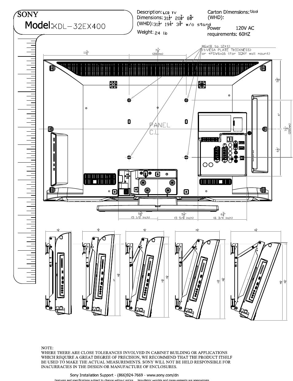 Model | Sony KDL-32EX400 User Manual | Page 2 / 2