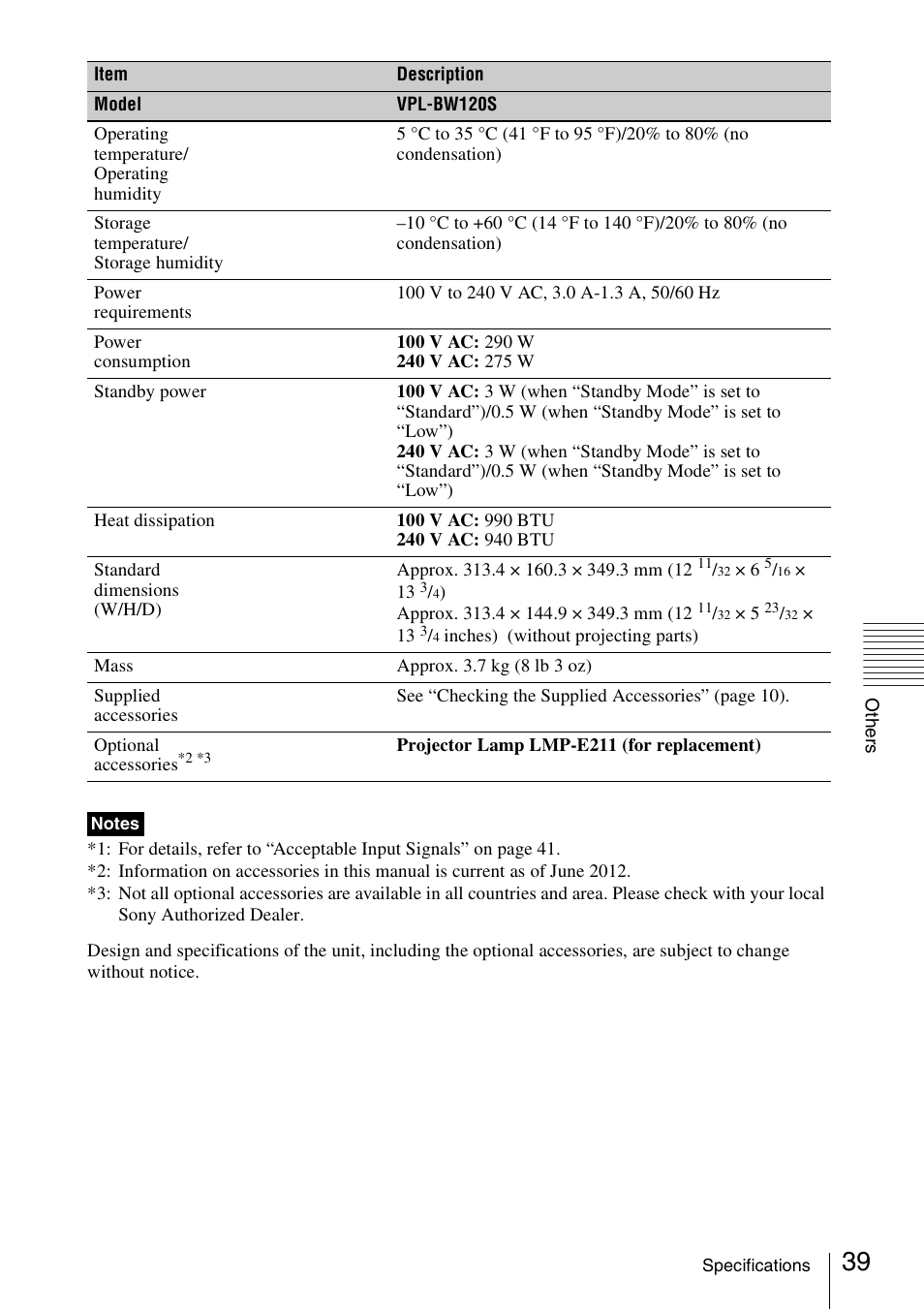 Sony VPL-BW120S User Manual | Page 39 / 51