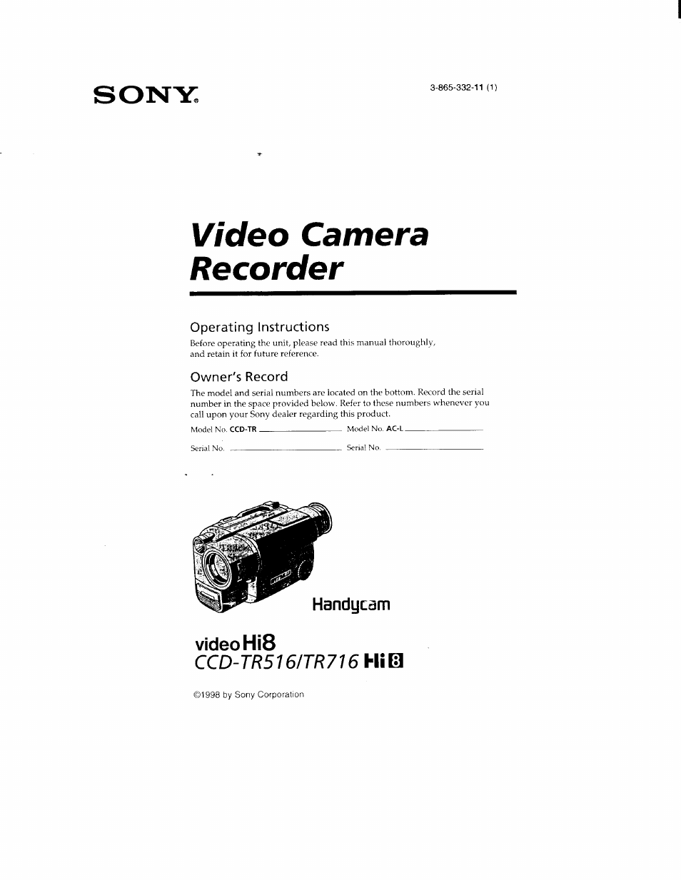 Sony CCD-TR516 User Manual | 76 pages