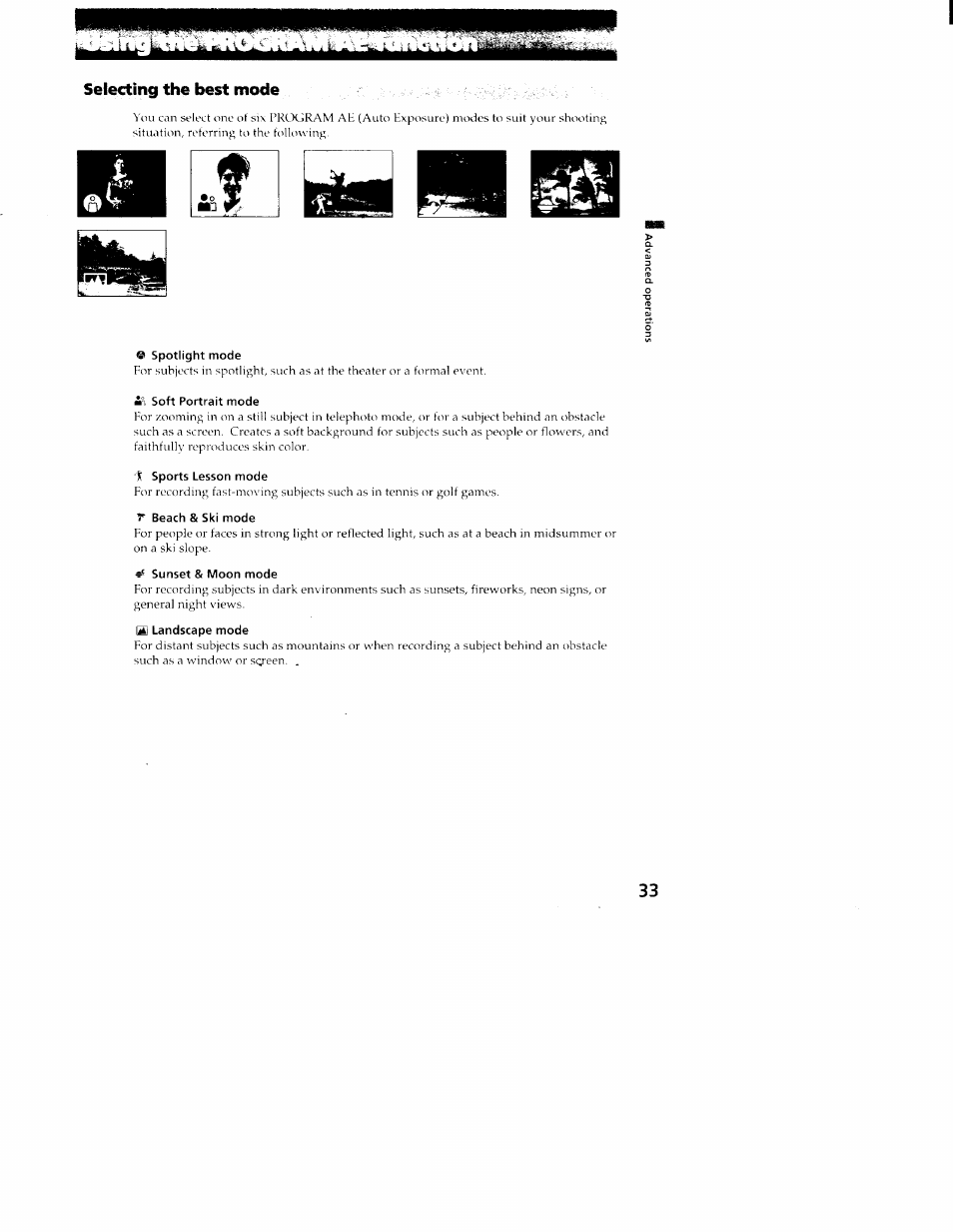 Selecting the best mode | Sony CCD-TR516 User Manual | Page 33 / 76