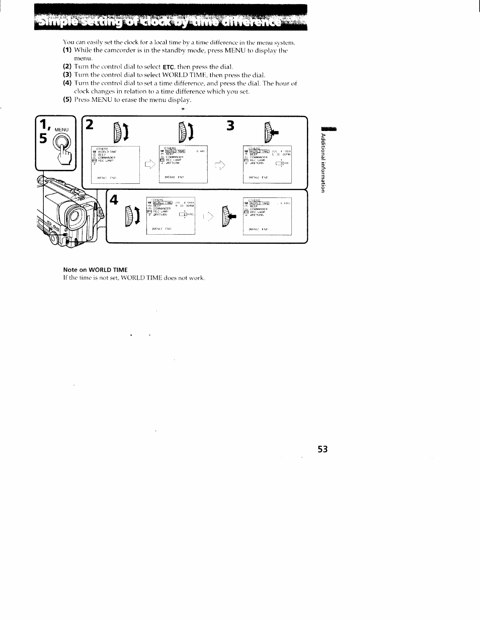 Note on world time | Sony CCD-TR516 User Manual | Page 53 / 76