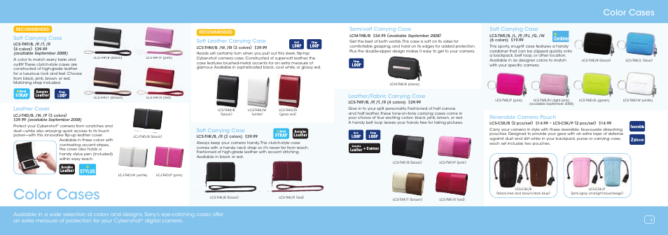 Color cases | Sony DSC-T700 User Manual | Page 4 / 5