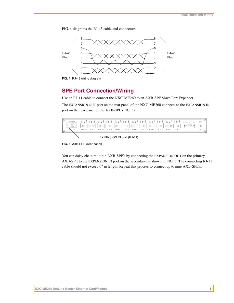 Spe port connection/wiring | AMX NETLINX MASTER NXC-ME260 User Manual | Page 15 / 48