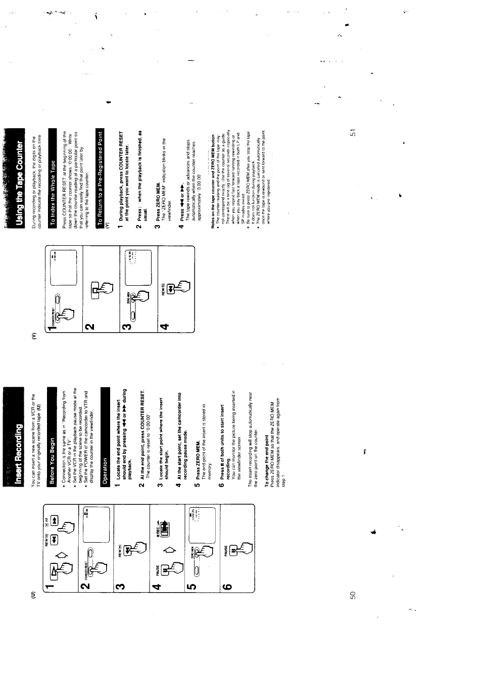 Before you begin, Using the tape counter, To index the whole tape | To return to a pre-registered point, Insert recording | Sony CCD-F301 User Manual | Page 26 / 31